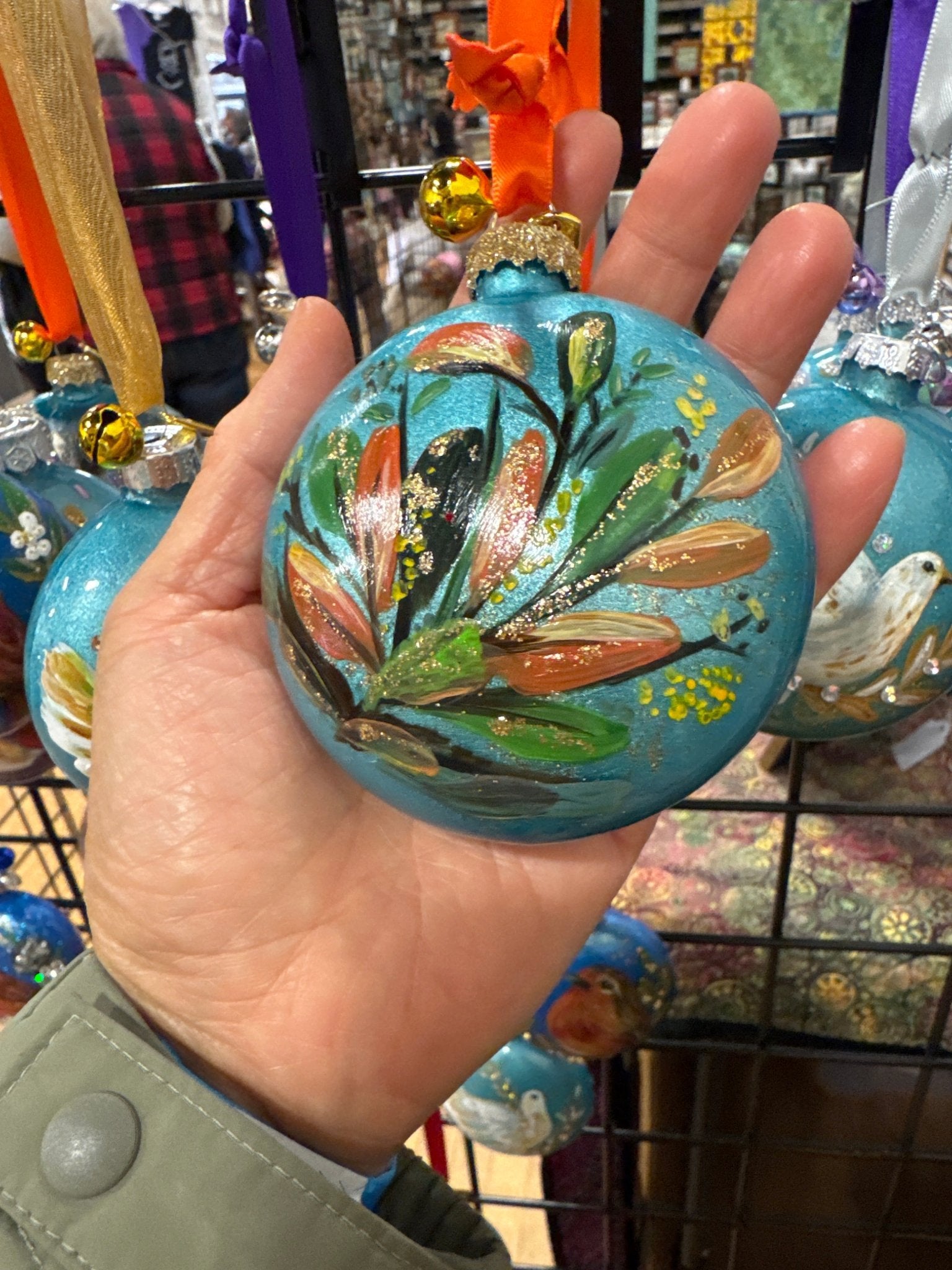 Hand - Painted Robin Glass Ornament - 3.5" Holiday Decoration - Yuiart