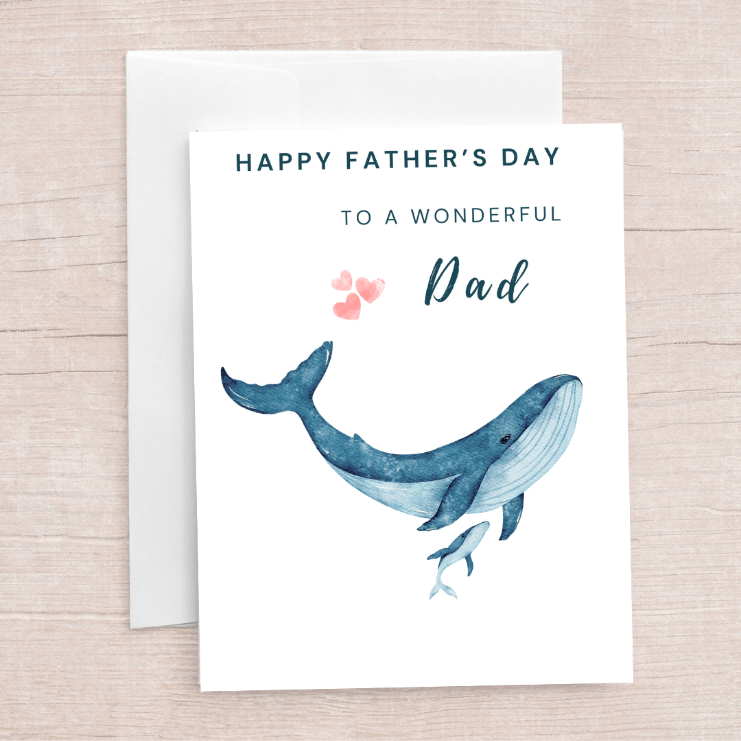 Happy Father’s day - Greeting card Blue Whale - Yuiart