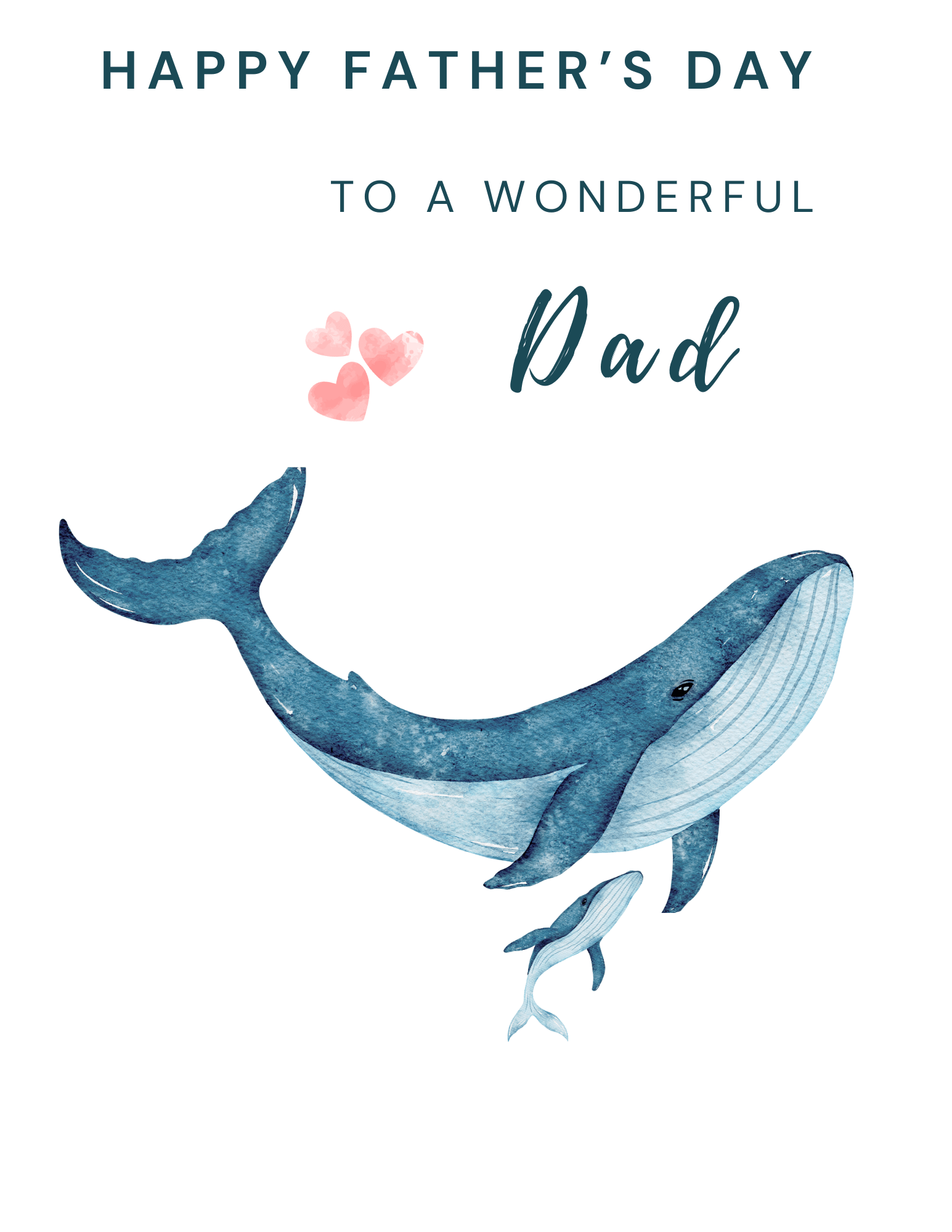 Happy Father’s day - Greeting card Blue Whale - Yuiart