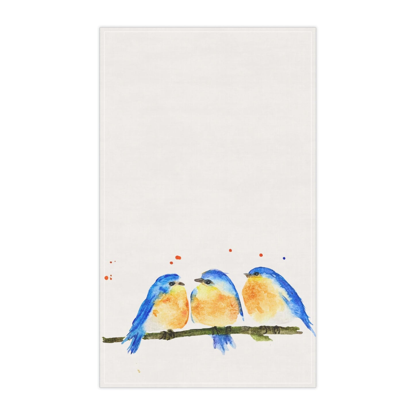 Kitchen Tea Towel - Blue Birds Watercolor - Yuiart
