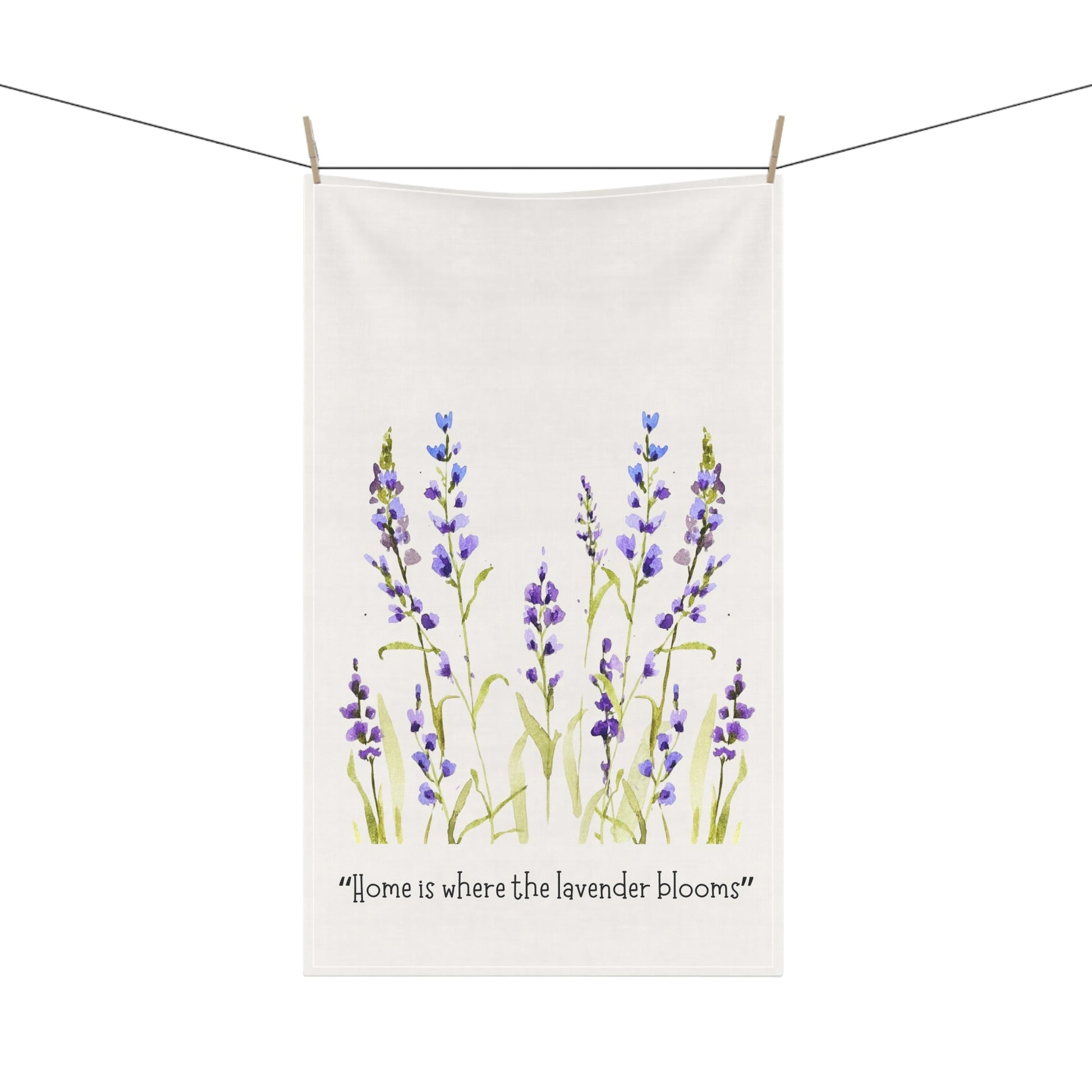 Lavender Bloom Cotton Tea Towels - " Home is where the lavender blooms" - Yuiart