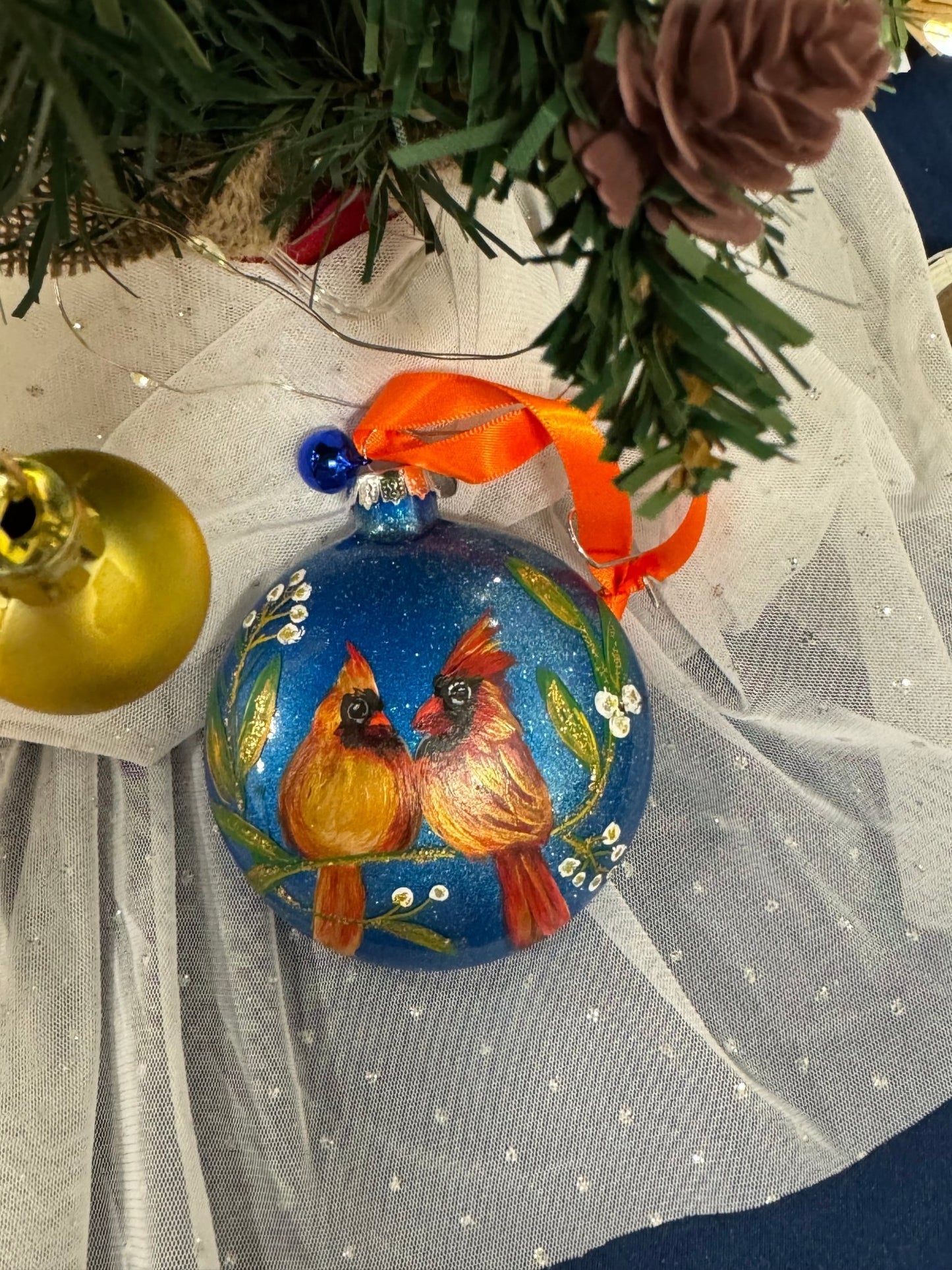 Love cardinal glass ornaments - Yuiart