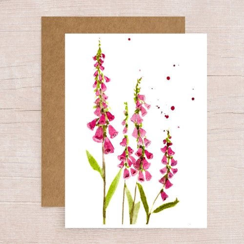 Pink Foxglove Note Card - Yuiart