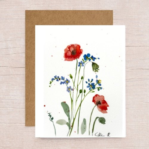 Poppy Flowers Note Card - Yuiart