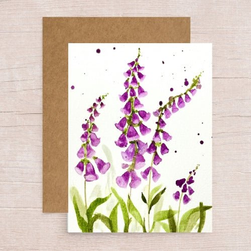 Purple Foxglove Note Card - Yuiart