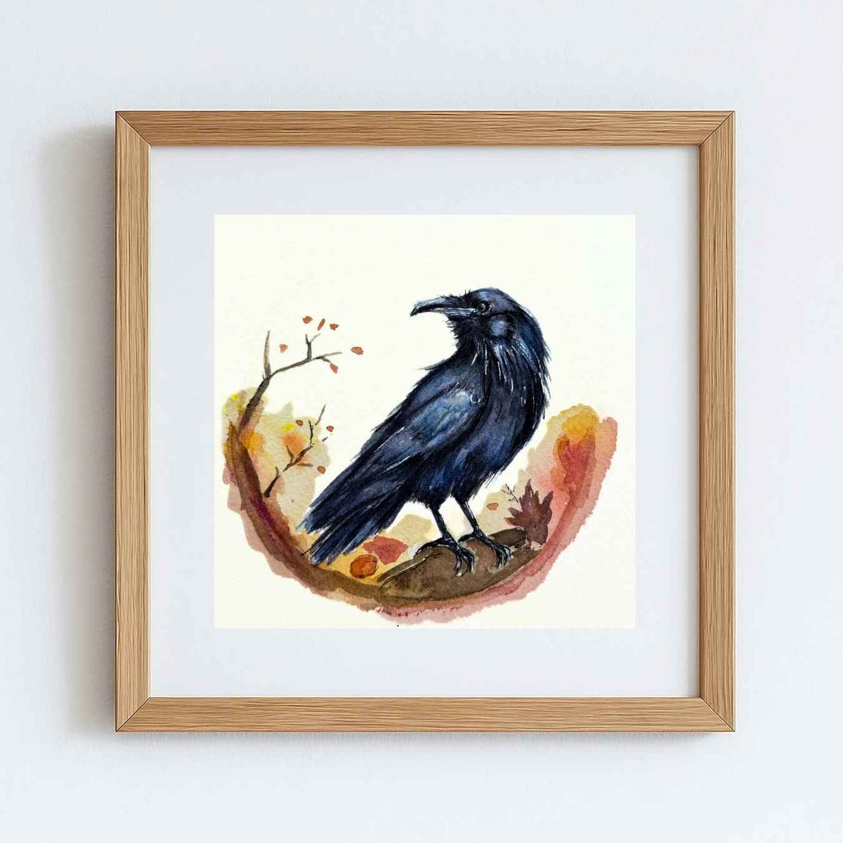 Raven Black Bird Watercolor Art Print | Yui Art - Yuiart