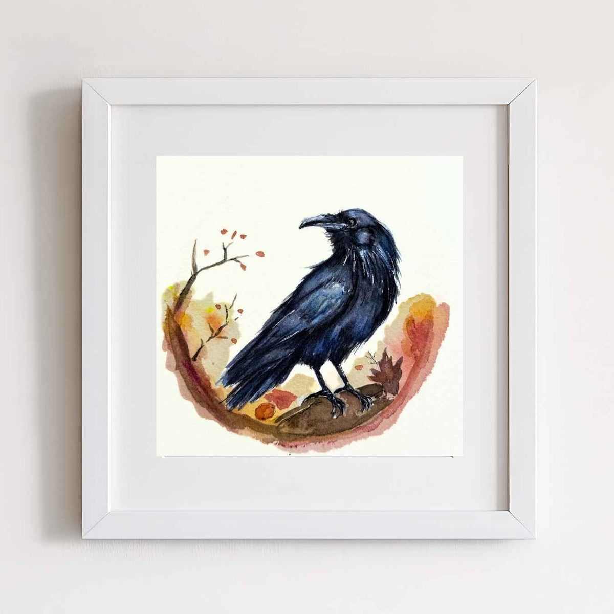 Raven Black Bird Watercolor Art Print | Yui Art - Yuiart
