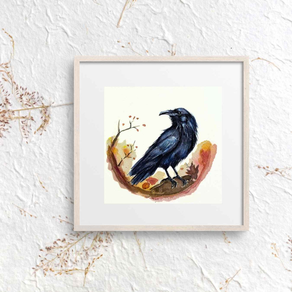 Raven Black Bird Watercolor Art Print | Yui Art - Yuiart