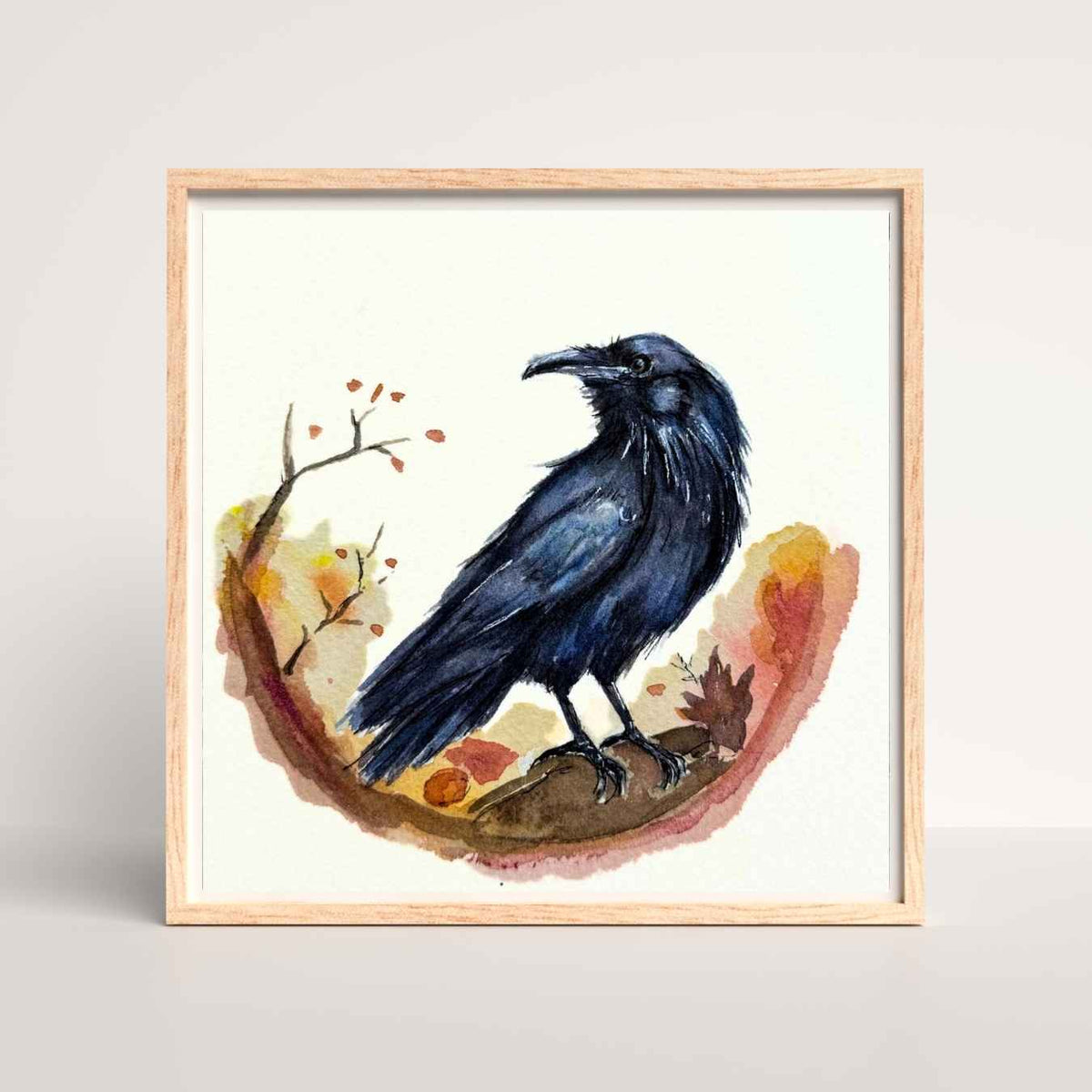 Raven Black Bird Watercolor Art Print | Yui Art - Yuiart