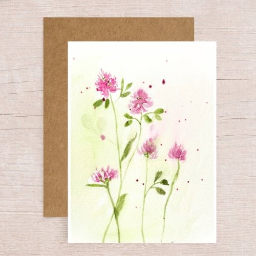 Red Clover Blank Note Card - Yuiart