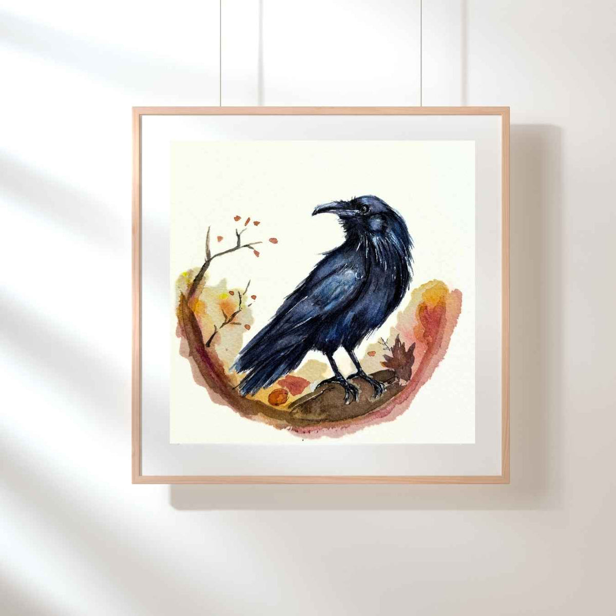 Raven Black Bird Watercolor Art Print | Yui Art