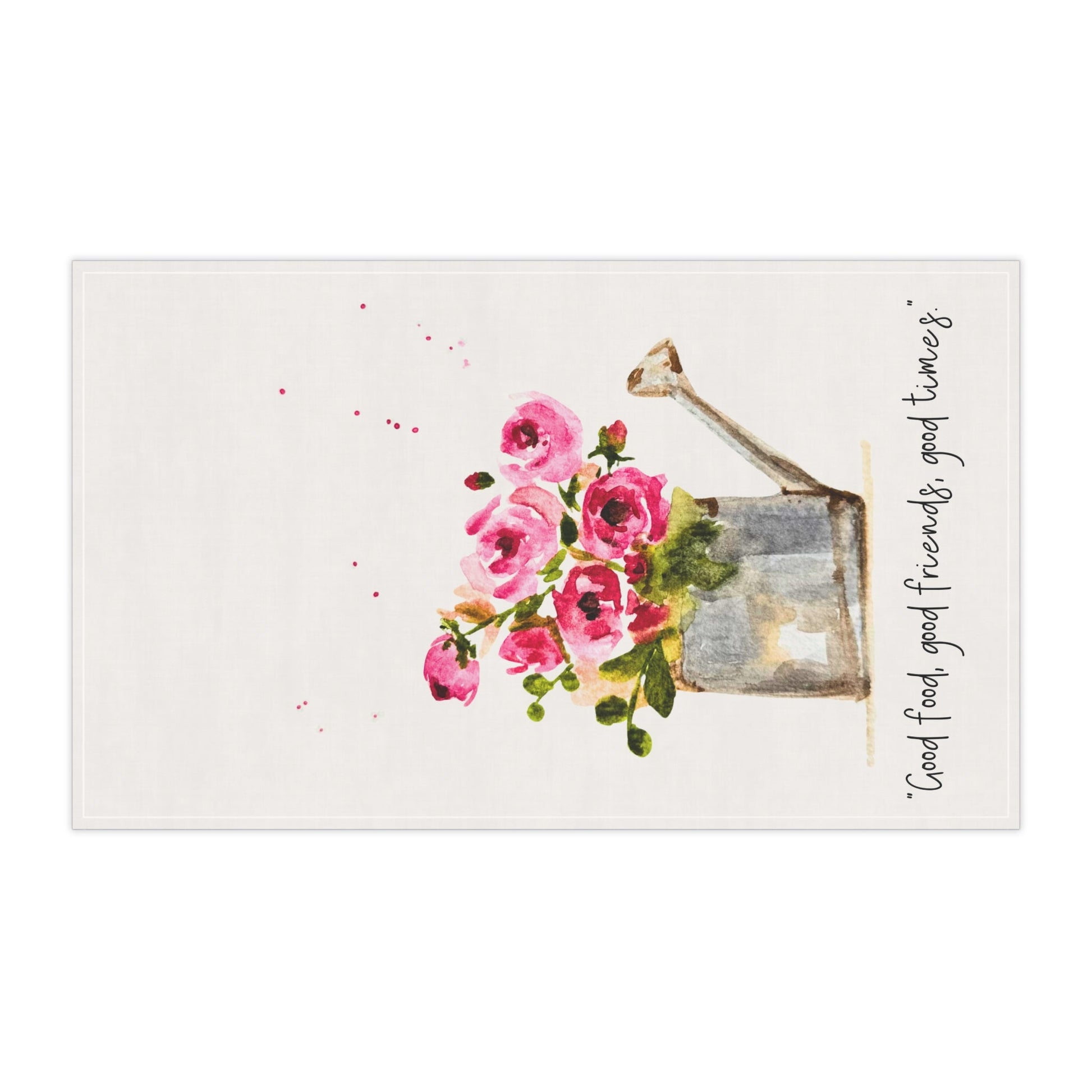 Rose Tea Towels - 'Good food, good friends, good times' Design - Yuiart