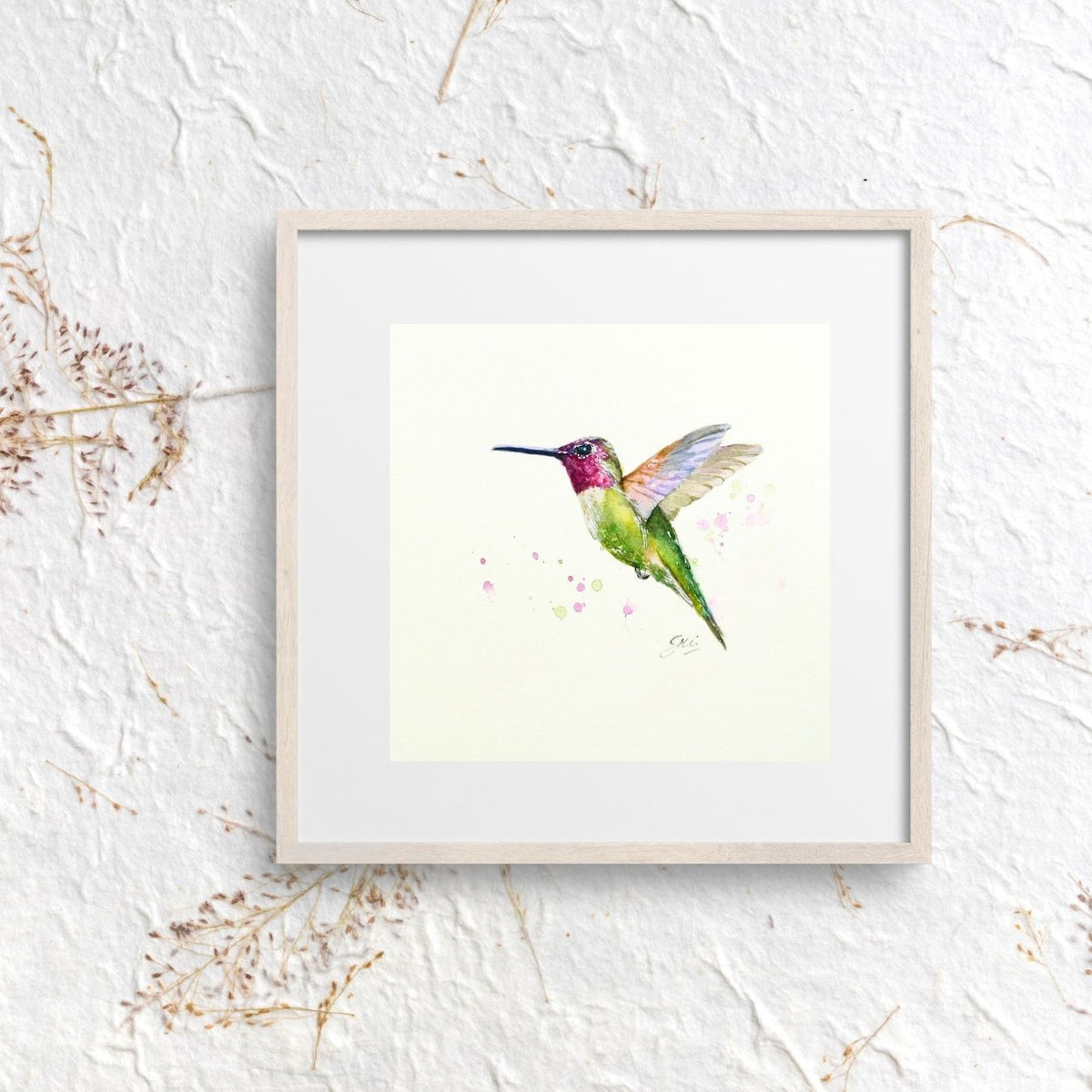Ruby Throated Hummingbird Art Print | Yui Art - Yuiart