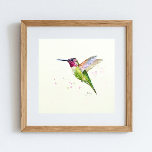Ruby Throated Hummingbird Art Print | Yui Art - Yuiart