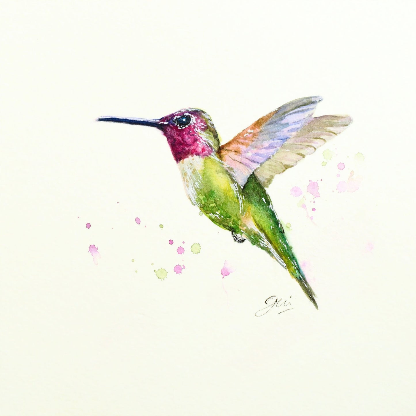 Ruby Throated Hummingbird Art Print | Yui Art - Yuiart