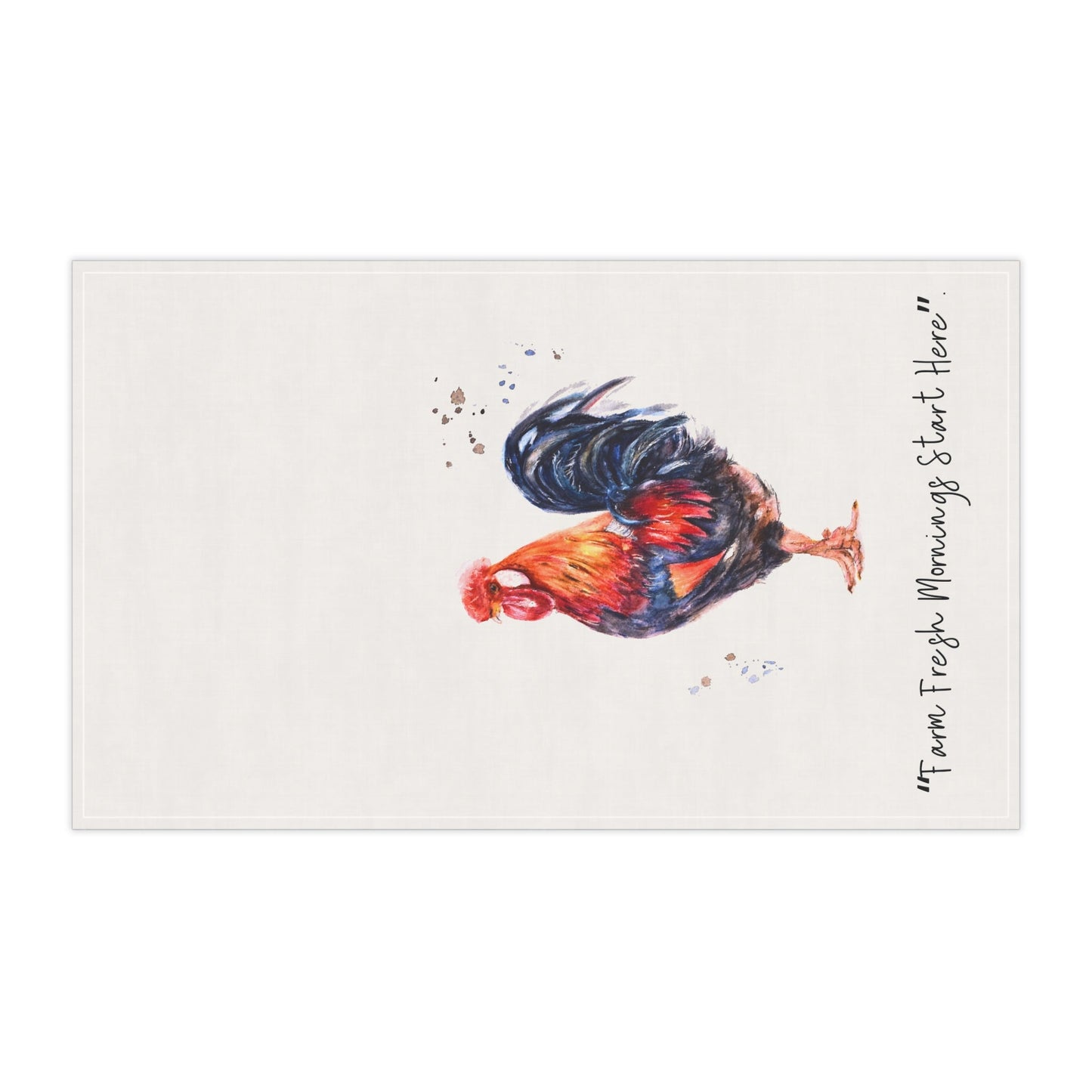Tea Towel - Rooster Quote 'Farm Fresh Mornings Start Here' - Yuiart