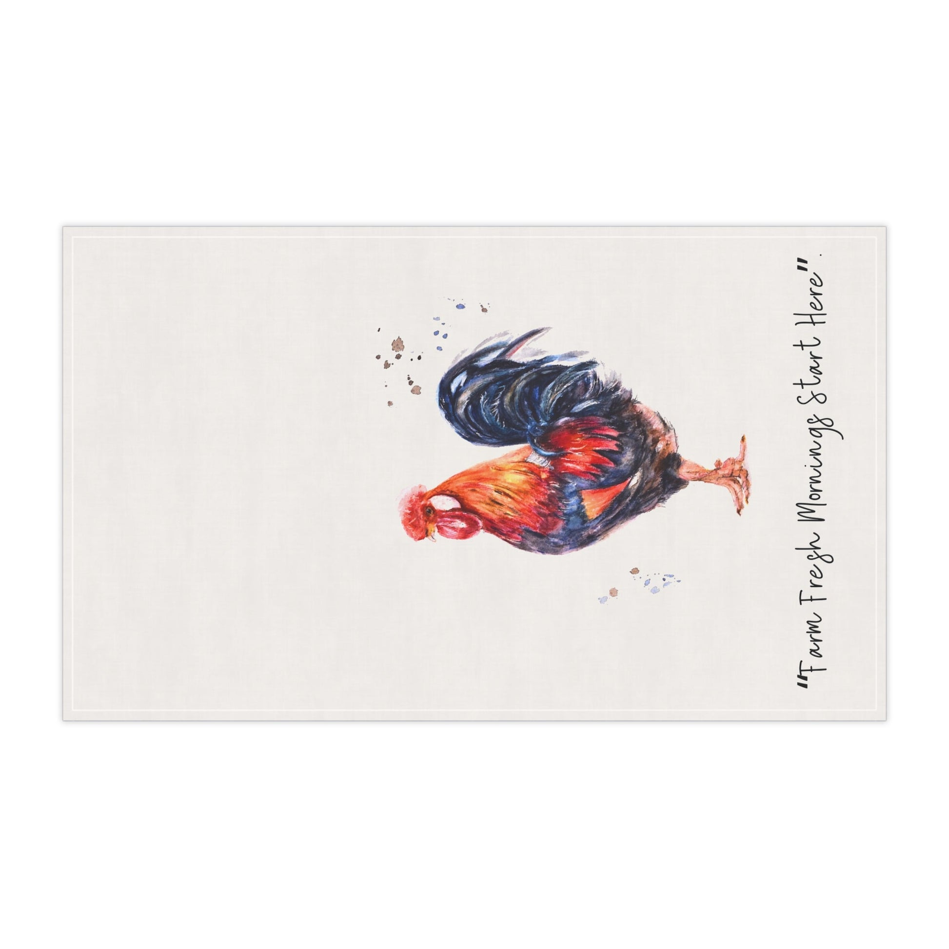 Tea Towel - Rooster Quote 'Farm Fresh Mornings Start Here' - Yuiart