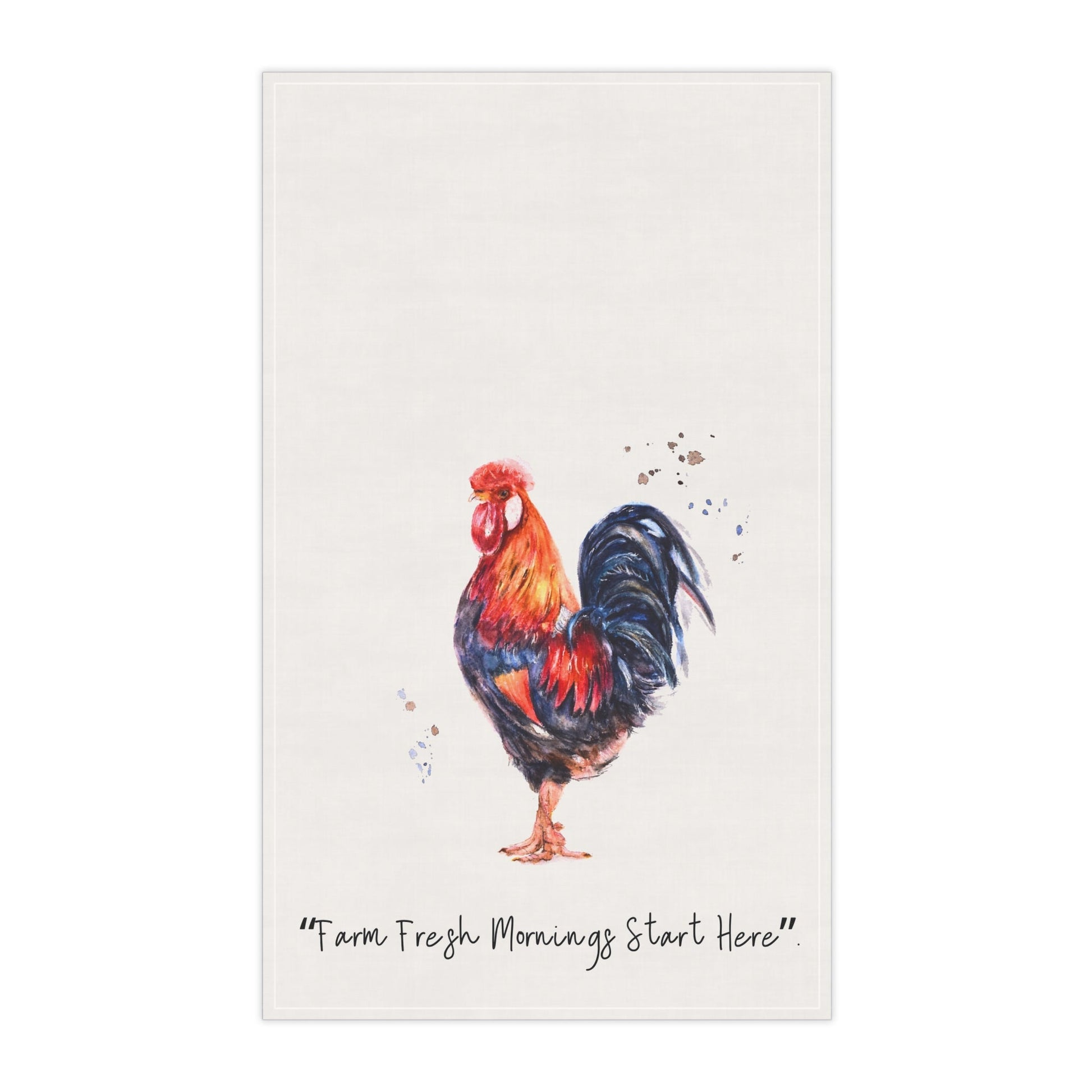 Tea Towel - Rooster Quote 'Farm Fresh Mornings Start Here' - Yuiart