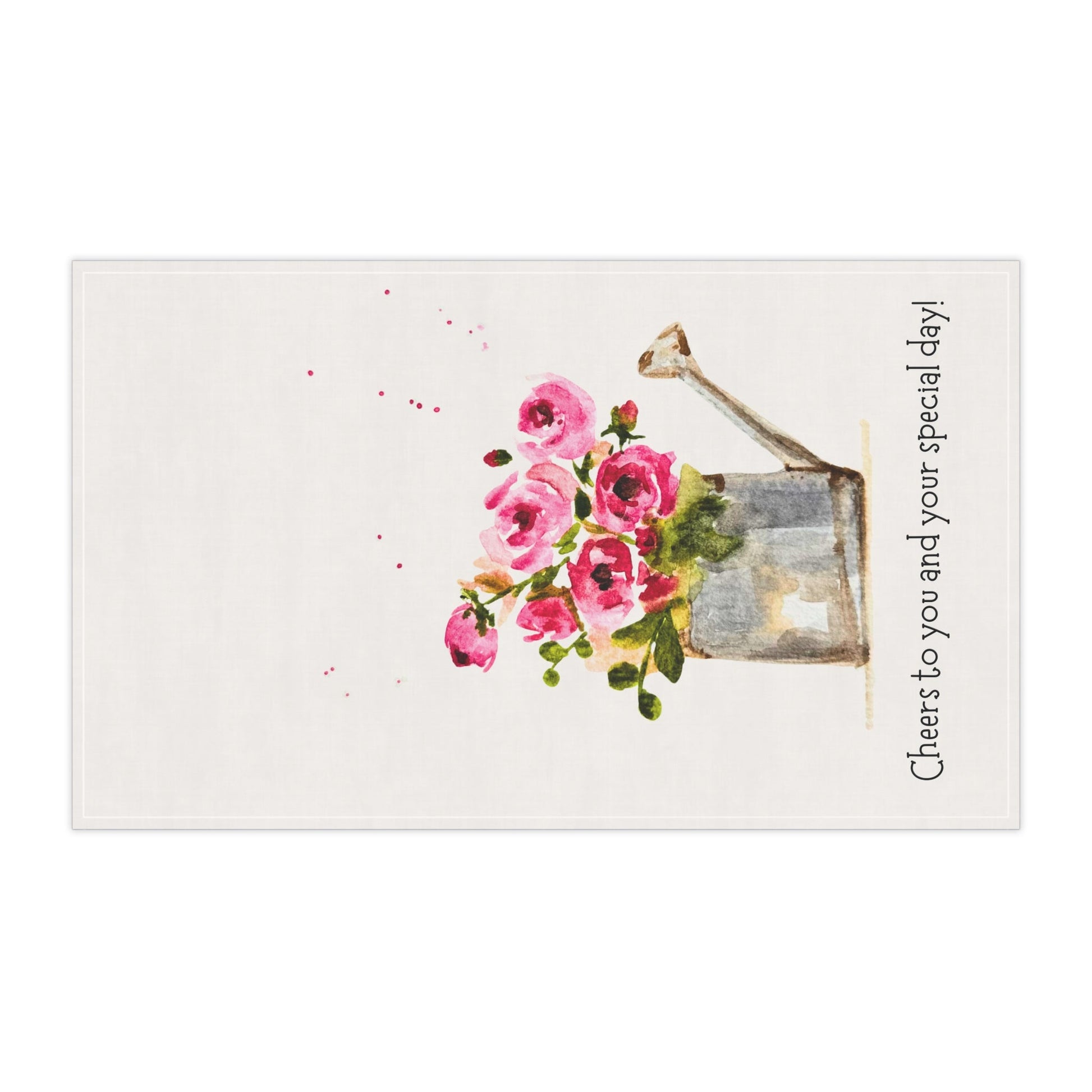 Tea Towels Birthday Gift Pink Roses Watering Can Cheers Special Day - Yuiart
