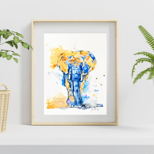 Watercolor abstract Elephant Art Prints - Yuiart