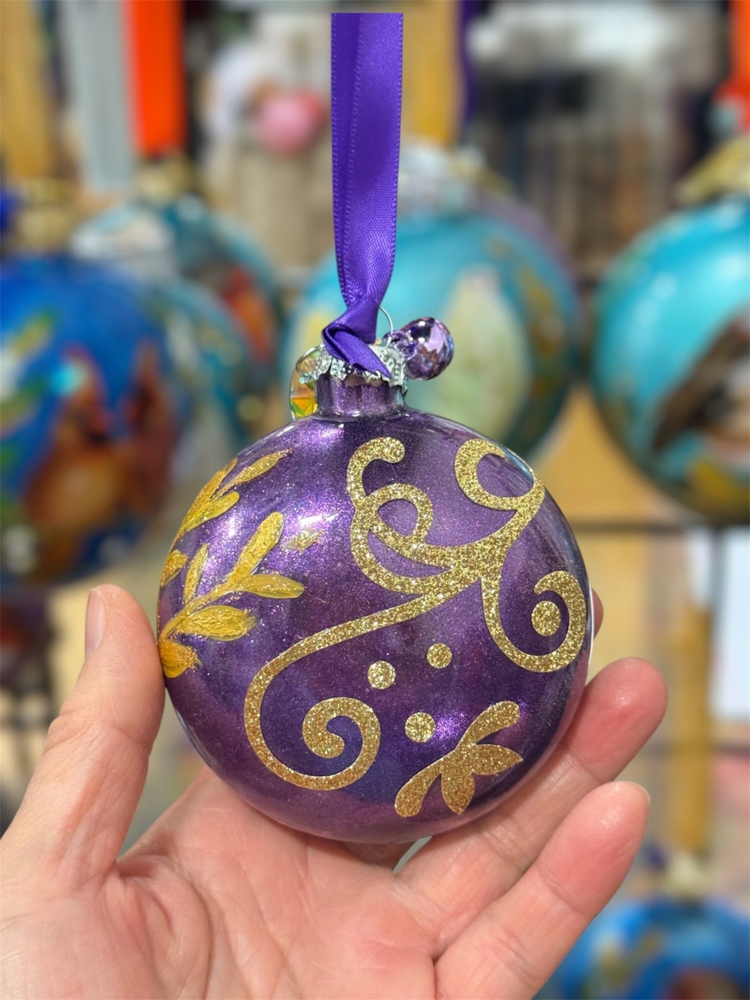 White dove sparkling glass ornament - Yuiart