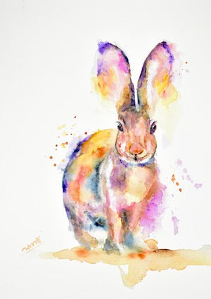 Colorful Bunny Watercolor Art  NO FADE GUARANTEE