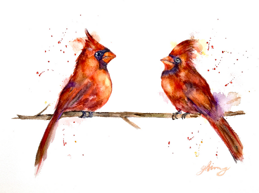 Twin Cardinal Art Print - Essence of the art by Yui & Bow