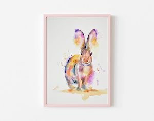 Colorful Bunny Watercolor Art NO FADE GUARANTEE - Yuiart
