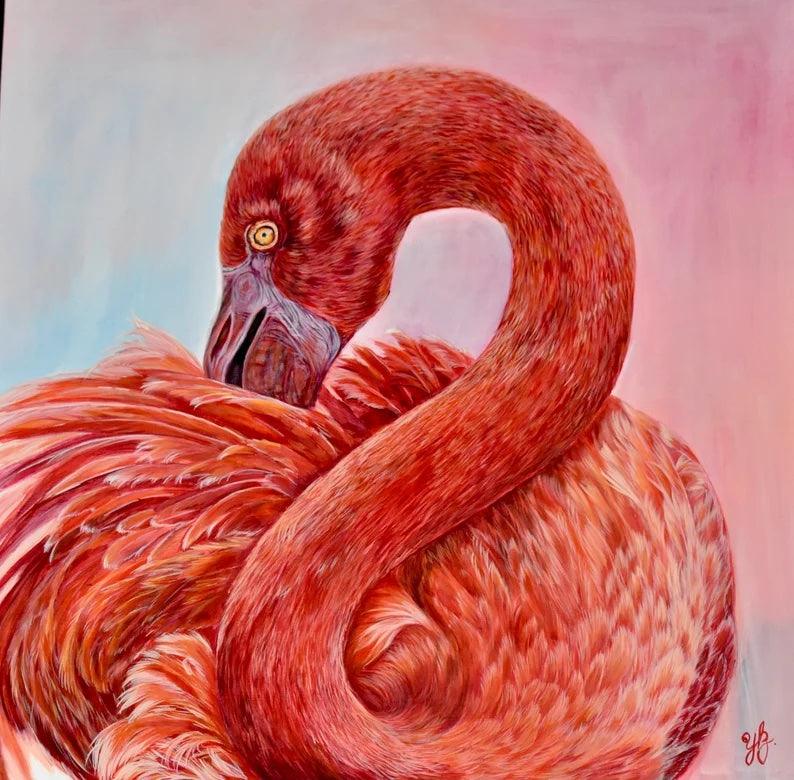 Infinity Red Flamingo Original Artwork - Yuiart